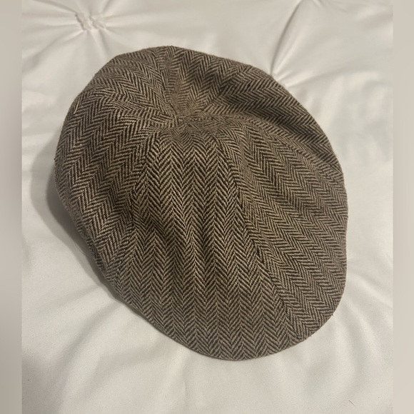 Gently used Vintage Crown Co. Women’s S/M newsboy cap herringbone brown - Picture 2 of 4